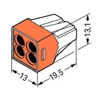773-104 WAGO 773 Series 4 Conductor Push Wire Connector for cable up to 2.5mm2 24A Orange/Clear 100x Pieces