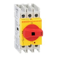 GA063SARY Lovato GA 3 Pole 63A Isolator for Base or DIN Rail Mounting Can also be used as an internal switch Red/Yellow Handle