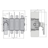 GL0630C1 Lovato Electric GL 630A 3 Pole Switch Disconnector for Base Mounting Handle on Left Hand Side