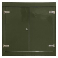 RSC12127GN-SS GRP 1260H x 1215W x 750mmD Roadside Cabinet Green IP55 with Open Bottom Stainless Steel Hinges