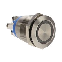 MPI002/TE/BL/24 Bulgin Stainless Steel Vandal Resistant Illuminated IP66 Push Button Switch