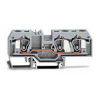 284-681 WAGO 3-conductor Through Terminal Block 10mm Center Marking for TS35 DIN Rail CAGE CLAMP Grey