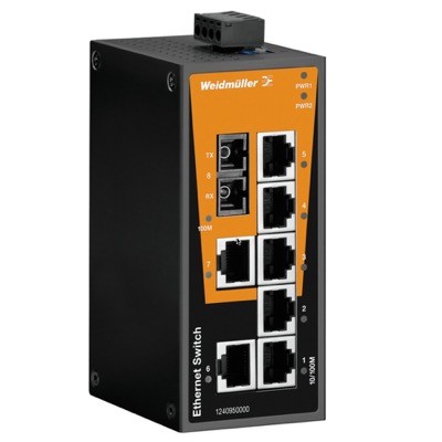 1240900000 Weidmuller BasicLine IE-SW-BL08-8TX 8 RJ45 Network Switch 12/24/48V DC