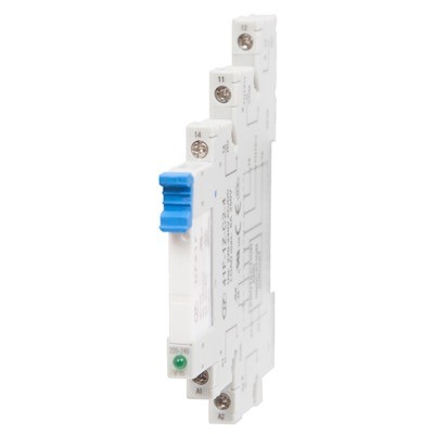 41F-1Z-C2-1-12 Hongfa HF41F Slim-Line Single Pole 6A Relay 12V AC/DC Coil Complete with DIN Rail mountable base with LED