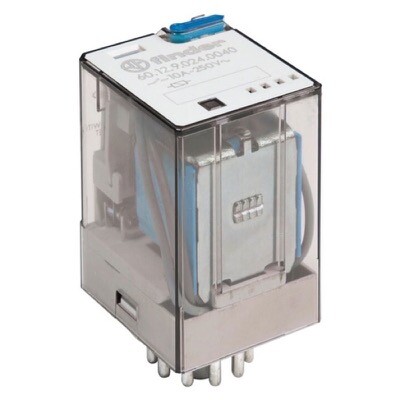 60.12.9.012.0040 Finder 60.12 Double Pole 10A Relay 12VDC Coil 2 Change-Over Contacts (DPDT) Lockable Test Button &amp; Mechnical Flag