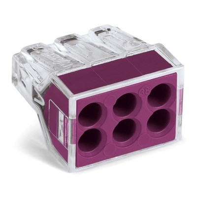 773-106 WAGO 773 Series 6 Conductor Push Wire Connector for cable up to 2.5mm2 24A Violet/Clear 50x Pieces