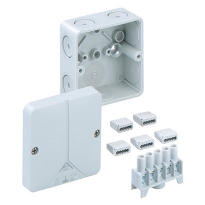 80210701 Spelsberg Abox 025 Polystyrene 80 x 80 x 52mmD Enclosure IP65 White with 5 Pole Connection Block