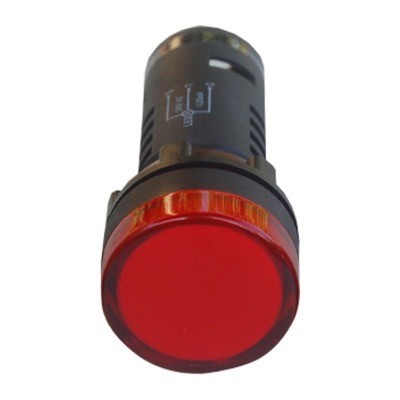 AD22-R24-LT 24VAC/DC Red LED Monoblock Pilot Lamp with Lamp Test 22.5mm