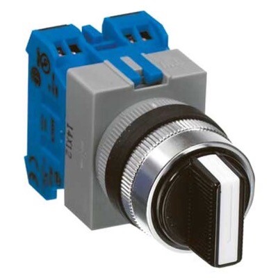 ASW210 IDEC TW 2 Position Selector switch with 1 x Normally Open Contact Block O-I Stay Put Chrome Bezel