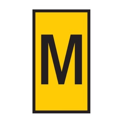 HODS85X5YW RL M HellermannTyton HODS85 Marker Black on Yellow &quot;M&quot; Reel of 1000