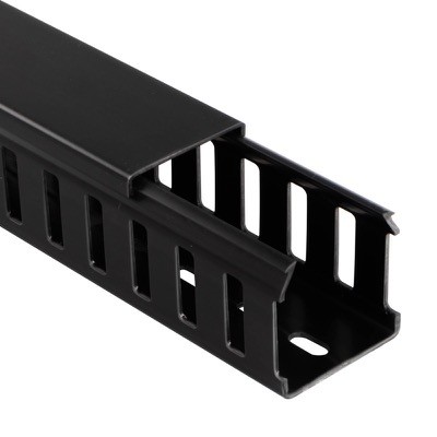 09510000Y Betaduct PVC Closed Slot Trunking 25W x 37.5H Black RAL9005 Box of 24 Metres (12 Lengths) 