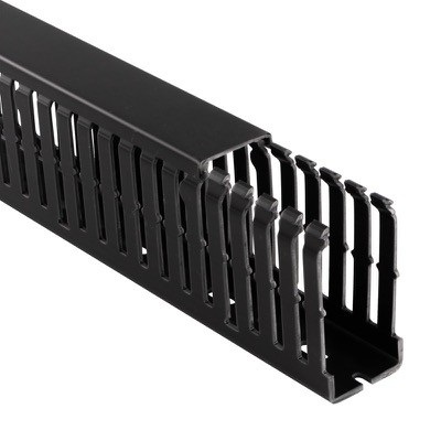 10490022Y Betaduct PVC Narrow Slot Trunking 25W x 37.5H Black RAL9005 Box of 24 Metres (12 Lengths) 