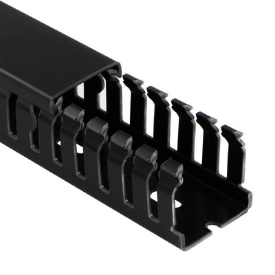 23461000N Betaduct LFH Noryl Open Slot Trunking 25W x 37.5H Black RAL9004 Box of 24 Metres (12 Lengths) 