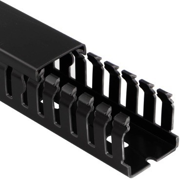 09190000Y Betaduct PVC Open Slot Trunking 75W x 75H Black RAL9005 Box of 16 Metres (8 Lengths) 