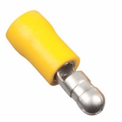 DVAB5M Insulated Yellow Male Auto Bullet Crimp for 4-6mm Cable 