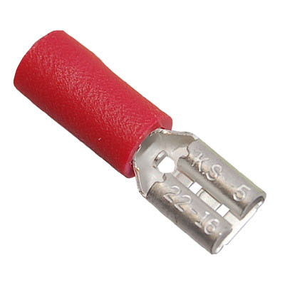 DVP01-4.8F5 Insulated Red Female Push-on Crimp 4.8 x 0.5mm for 0.5-1.5mm Cable