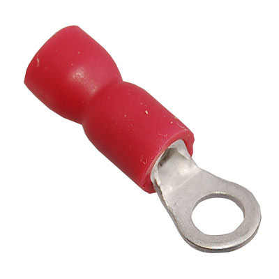 DVR1-3 Insulated Red Ring Crimp with 3.2mm Hole for 0.5-1.5mm Cable