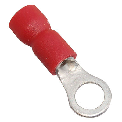DVR1-4 Insulated Red Ring Crimp with 4.3mm Hole for 0.5-1.5mm Cable