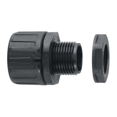 FPA10-M12B Flexicon FPA Black Straight Fitting for FPAS10 Conduit with 12mm Male Thread. Includes Locknut