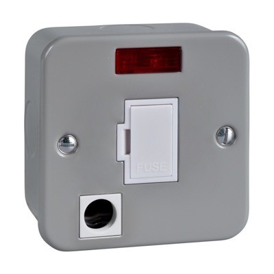 GMC13SPNF Schneider Exclusive 13A Unswitched Fused Spur with Neon &amp; Flex Outlet Metalclad