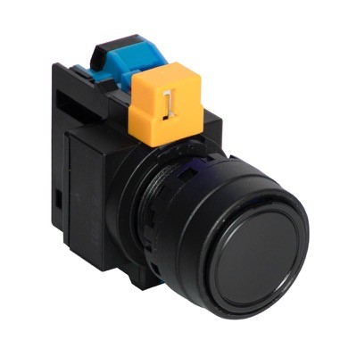 HW1B-M110B IDEC HW Black Flush Pushbutton with 1 x Normally Open Contact 22.5mm Spring Return Black Bezel