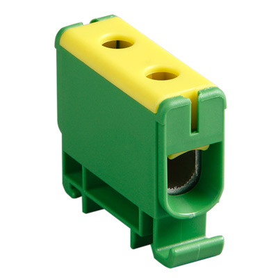 KE61.3 Ensto Clampo Pro 50mm Green/Yellow DIN Rail/Base Mounting Terminal Single Feed Through