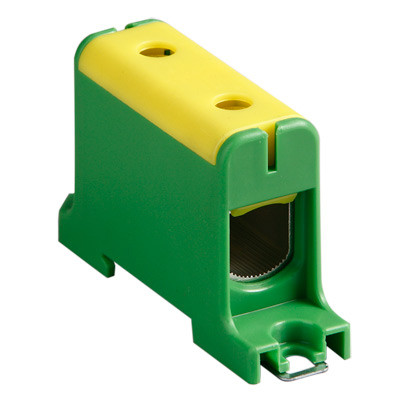 KE62.3 Ensto Clampo Pro 95mm Green/Yellow DIN Rail/Base Mounting Terminal Single Feed Through