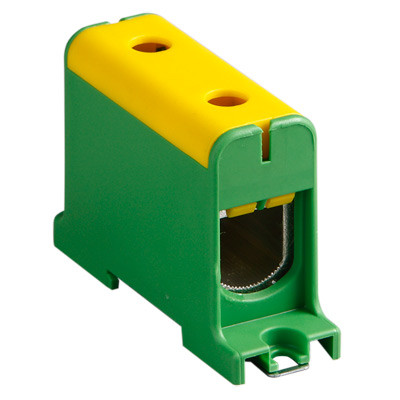 KE63.3 Ensto Clampo Pro 150mm Green/Yellow DIN Rail/Base Mounting Terminal Single Feed Through
