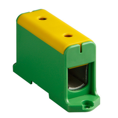 KE64.3 Ensto Clampo Pro 240mm Green/Yellow DIN Rail/Base Mounting Terminal Single Feed Through