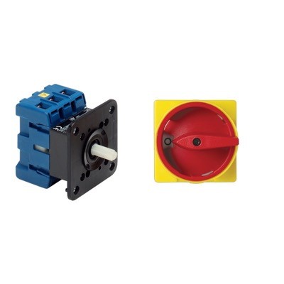 KG64B-T203/GBA353-E Kraus &amp; Naimer KG 63A 3 Pole Isolator for Door Mounting Switch Supplied with IP66/67 Red/Yellow Handle