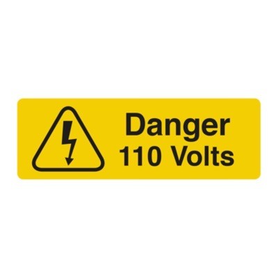 KWSD100V75250 25 x 75mm Label &#039;Danger 110V&#039; Roll 250 Labels