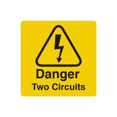 KWSD2C50R10 50 x 50mm &#039;Danger Two Circuits&#039; Roll 250 Labels