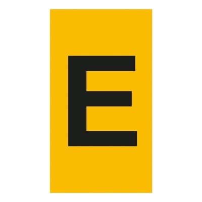 038334 Legrand CAB3 Marker 1.5-2.5mm Letter &#039;E&#039; Black on Yellow Pack of 300