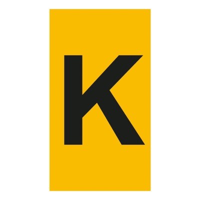 038340 Legrand CAB3 Marker 1.5-2.5mm Letter &#039;K&#039; Black on Yellow Pack of 300