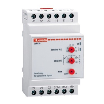 LVM30A240 Lovato LVM Level Monitoring Relay 24/240V AC Emptying or Filling Function Automatic Resetting