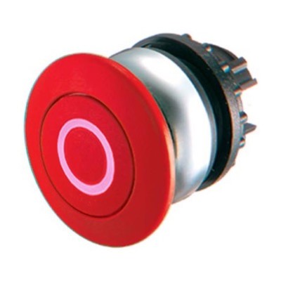 M22-DP-R-X0 Eaton RMQ-Titan Red 36.5mm Mushroom Head Pushbutton Actuator marked &#039;O&#039; 22.5mm Spring Return