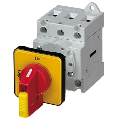 PM693040-RY48 IMO PM69 40A 3 Pole Isolator for Door Mounting Switch supplied with IP66 Red/Yellow Handle