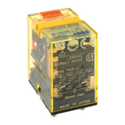 RU4S-A220 IDEC RU4S 4 Pole 6A Relay 220VAC Coil 4 Change-Over Contacts Mechanical Latching Lever and LED Indication
