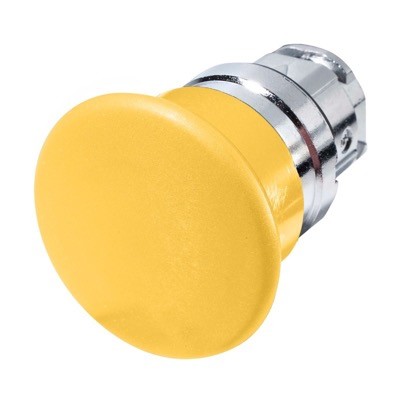 ZB4BC5 Schneider Harmony XB4 Yellow 40mm Mushroom Head Pushbutton Actuator 22.5mm Spring Return Chrome Bezel