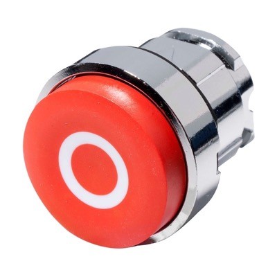 ZB4BL432 Schneider Harmony XB4 Red Projecting Pushbutton Actuator with &#039;O&#039; symbol 22.5mm Spring Return Chrome Bezel
