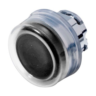 ZB4BP2 Schneider Harmony XB4 Black Extended Pushbutton Actuator with Clear Boot 22.5mm Spring Return Chrome Bezel