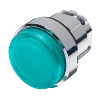 ZB4BW13 Schneider Harmony XB4 Green Extended Illuminated Pushbutton Actuator for use with Integral LED 22.5mm Spring Return Chrome Bezel