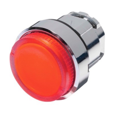 ZB4BW14 Schneider Harmony XB4 Red Extended Illuminated Pushbutton Actuator for use with Integral LED 22.5mm Spring Return Chrome Bezel