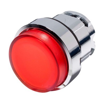 ZB4BW143 Schneider Harmony XB4 Red Extended Illuminated Pushbutton Actuator for use with Integral LED 22.5mm Spring Return Chrome Bezel