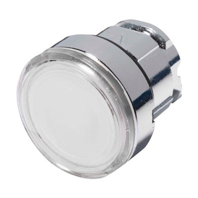 ZB4BW31 Schneider Harmony XB4 White Flush Illuminated Pushbutton Actuator for use with BA9s lamp 22.5mm Spring Return Chrome Bezel