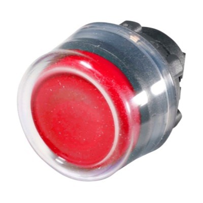 ZB5AP4 Schneider Harmony XB5 Red Extended Pushbutton Actuator with Clear Boot 22.5mm Spring Return Dark Grey Plastic
