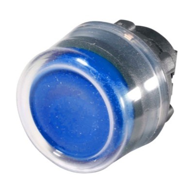 ZB5AP6 Schneider Harmony XB5 Blue Extended Pushbutton Actuator with Clear Boot 22.5mm Spring Return Dark Grey Plastic