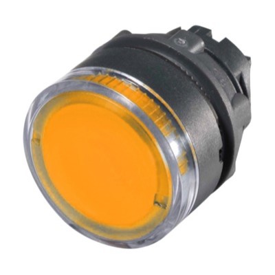 ZB5AW35 Schneider Harmony XB5 Yellow Flush Illuminated Pushbutton Actuator for BA9s lamp 22.5mm Spring Return