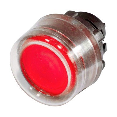 ZB5AW543 Schneider Harmony XB5 Red Flush Illuminated Pushbutton Actuator with Clear Boot for Integral LED Spring Return