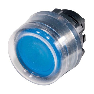 ZB5AW563 Schneider Harmony XB5 Blue Flush Illuminated Pushbutton Actuator with Clear Boot for Integral LED Spring Return